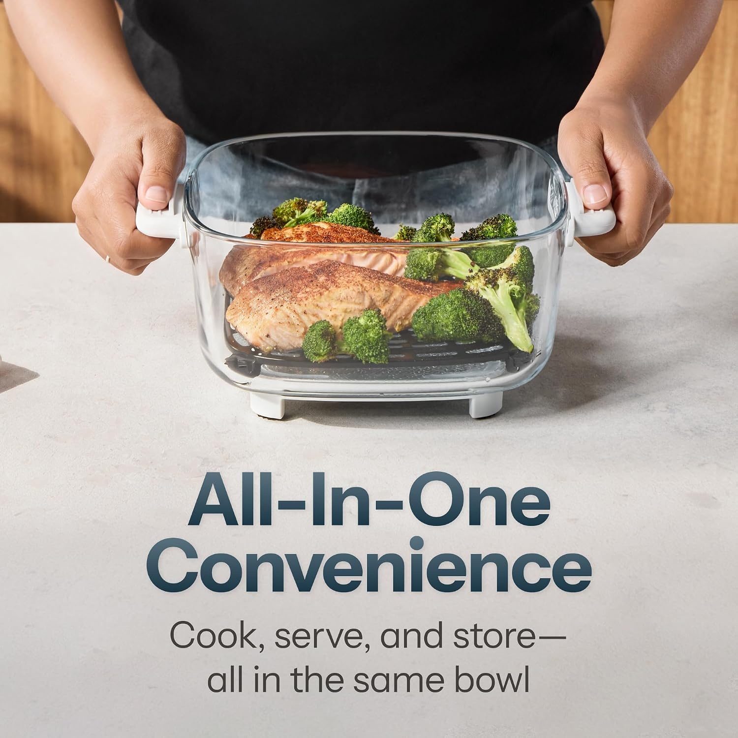 image:imageChefman Crisp n Go 4 Qt Glass Air Fryer 4in1 PFASFree Bowl amp RackAsh Grey
