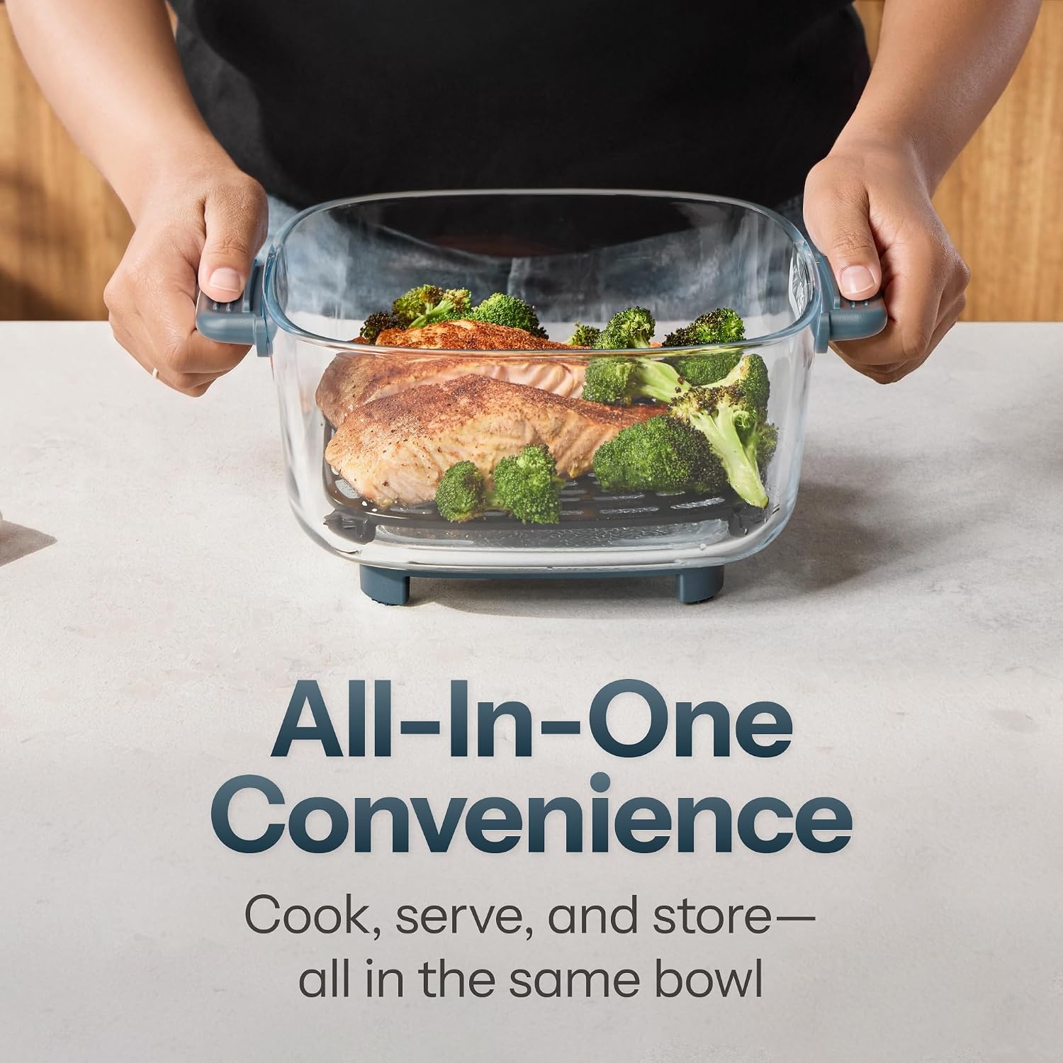 image:imageChefman Crisp n Go 4 Qt Glass Air Fryer 4in1 PFASFree Bowl amp RackLava Slate