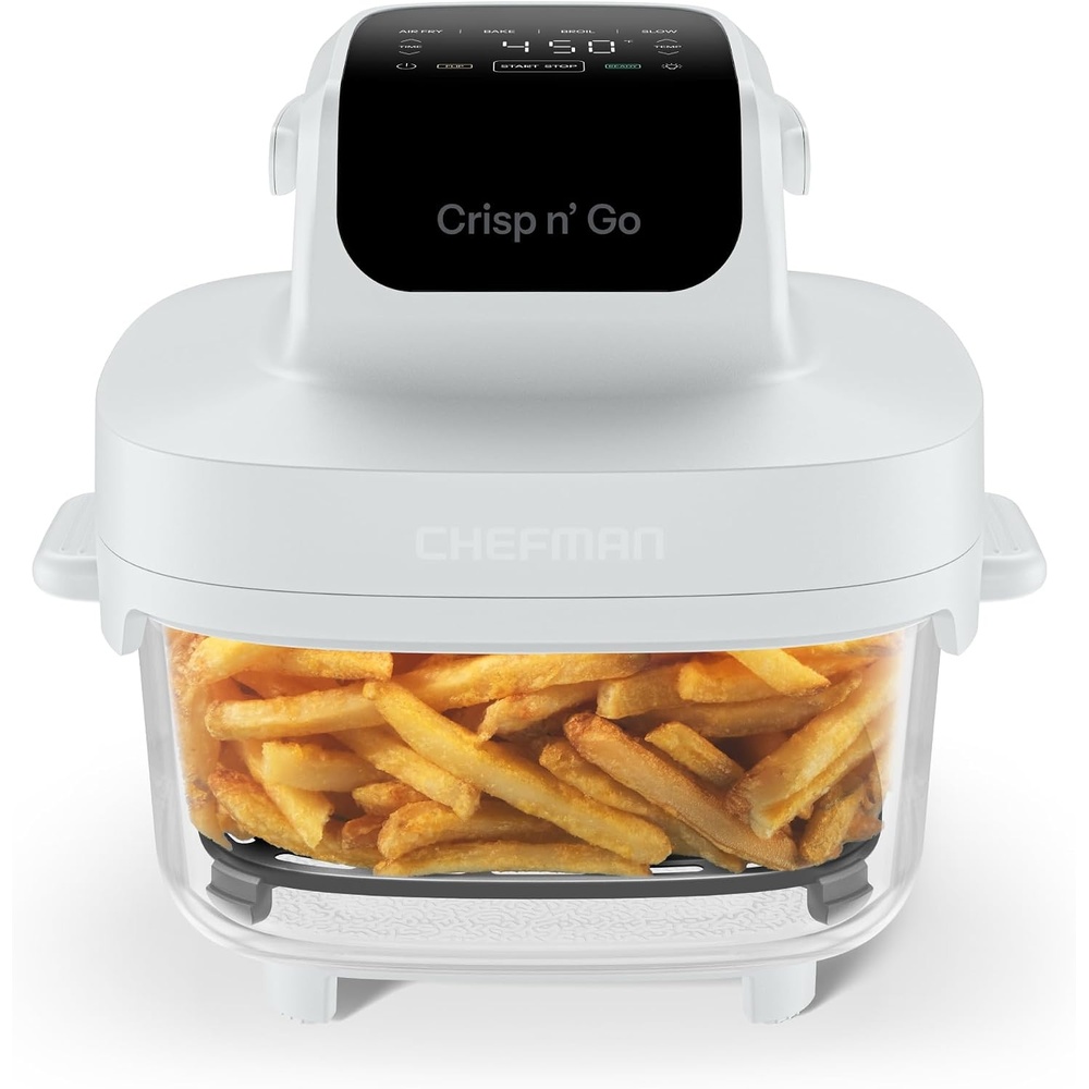image:imageChefman Crisp n Go 4 Qt Glass Air Fryer 4in1 PFASFree Bowl amp RackAsh Grey
