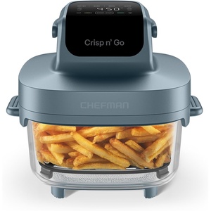 Chefman Crisp n’ Go 4 Qt Glass Air Fryer, 4-in-1, PFAS-Free Bowl & Rack(Lava Slate)