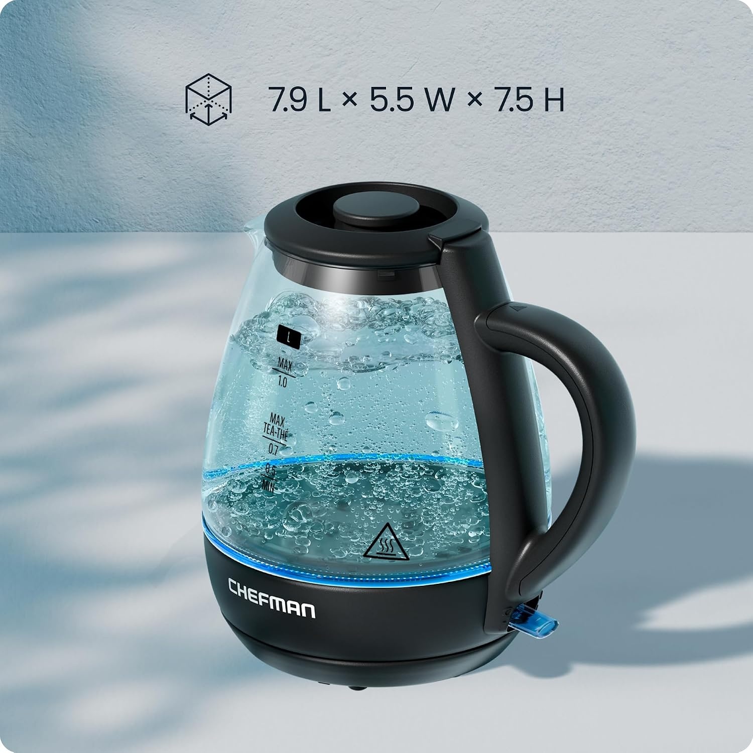 image:imageChefman Electric Kettle with Tea Infuser 17L 1500W Removable Lid for Easy Cleaning BoilDry Protection Stainless Steel Filter BPA Free Auto Shut Off Hot Water Boiler Glass Electric Tea Kettle10 liters