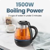 Chefman Electric Kettle with Tea Infuser, 1.7L 1500W, Removable Lid for Easy Cleaning, Boil-Dry Protection, Stainless Steel Filter, BPA Free, Auto Shut Off Hot Water Boiler, Glass Electric Tea Kettle(1.7 liters)