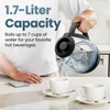 Chefman Electric Kettle with Tea Infuser, 1.7L 1500W, Removable Lid for Easy Cleaning, Boil-Dry Protection, Stainless Steel Filter, BPA Free, Auto Shut Off Hot Water Boiler, Glass Electric Tea Kettle(1.7 liters)